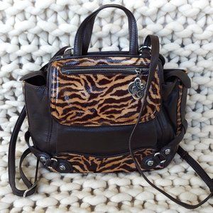 BRIGHTON zebra print leather convertible bag